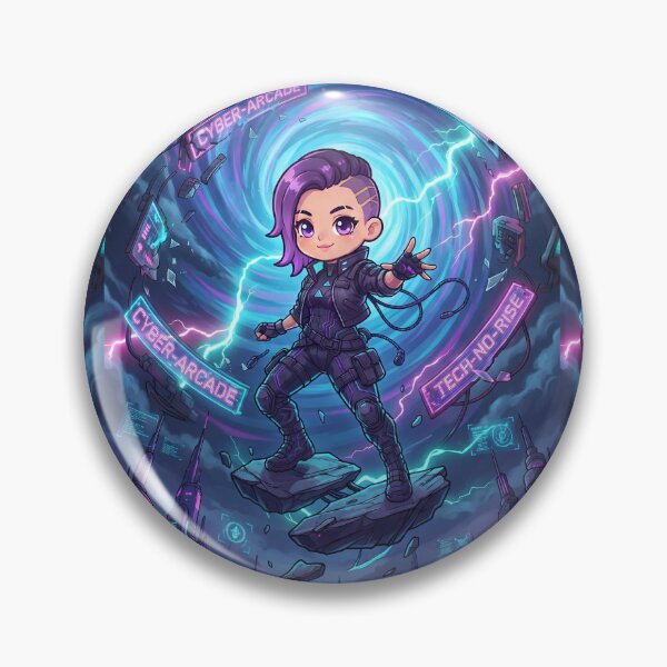 Item preview, Hiril Chibi Cyberpunk Arcade Neon Vortex Poster designed and sold by Hiril Radio Hub.