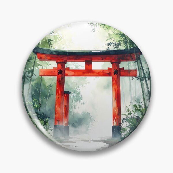 Item preview, Red Torii Gate in Misty Bamboo Forest designed and sold by BetweenForms.