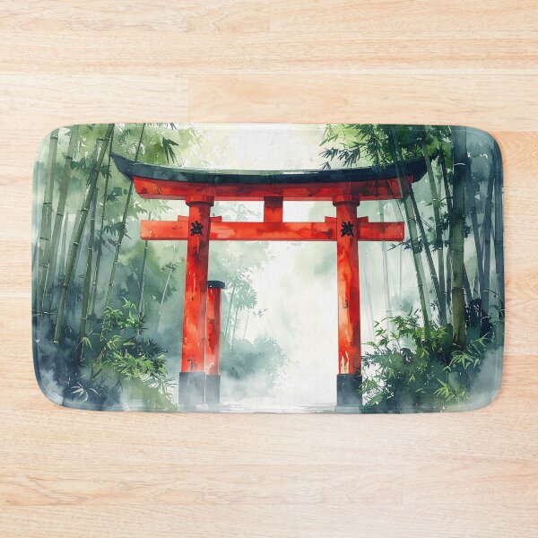 Item preview, Red Torii Gate in Misty Bamboo Forest designed and sold by BetweenForms.