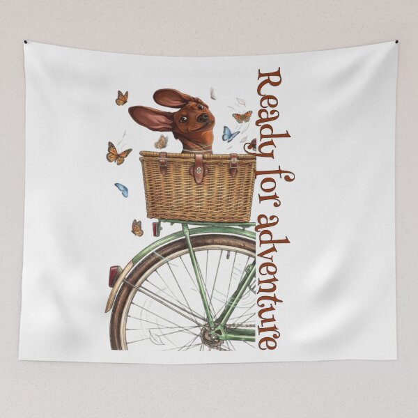 Item preview, Ready for Adventure Dachshund on Bicycle Artwork designed and sold by IvanaIka.