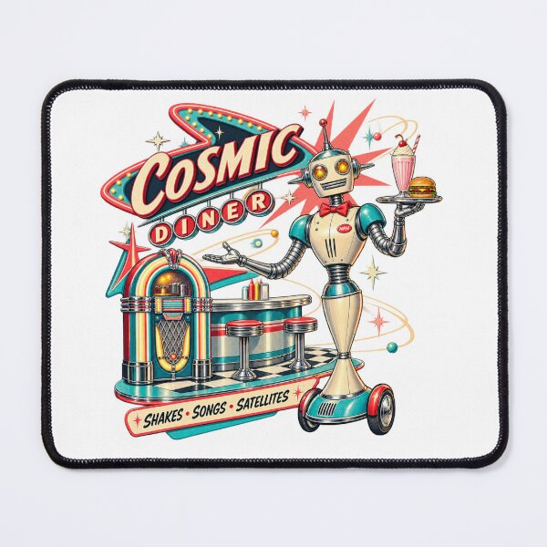 Item preview, Cosmic Diner Robot Waiter Poster designed and sold by Normandy Road Heritage™ - Vintage Garage Art.