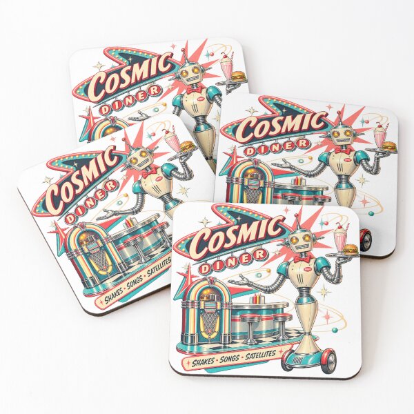 Item preview, Cosmic Diner Robot Waiter Poster designed and sold by Normandy Road Heritage™ - Vintage Garage Art.