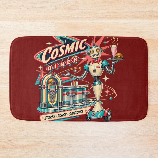 Item preview, Cosmic Diner Robot Waiter Poster designed and sold by Normandy Road Heritage™ - Vintage Garage Art.
