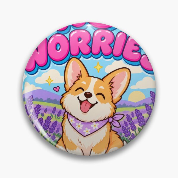 Item preview, No Worries Corgi in Lavender Field designed and sold by Sticking With Us.