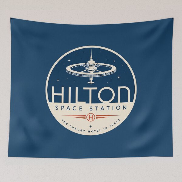 Item preview, Space station luxury hotel emblem design designed and sold by Rue Design Company.