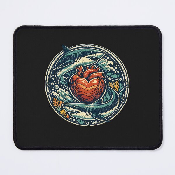 Item preview, Matching Couples Sharks Circling a Heart, Shark Couple Love Valentine, Ocean Romance Sharks designed and sold by Pawsome Quotes.