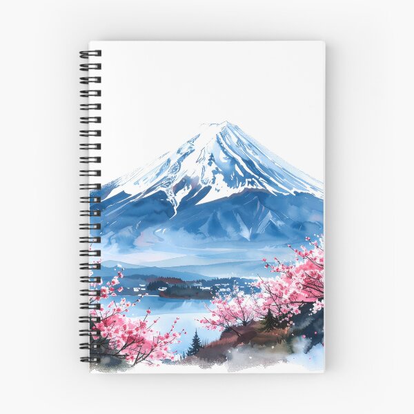 Item preview, Mount Fuji Cherry Blossom Lake Watercolor Painting designed and sold by BetweenForms.