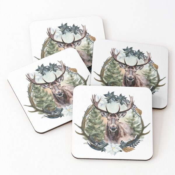 Item preview, Moose head in antler frame with winter mountain background.  designed and sold by South 500 Photography.
