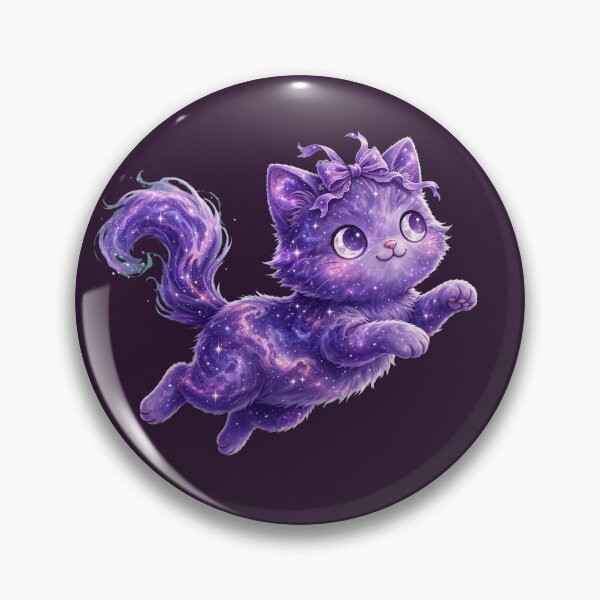 Item preview, Purple Galaxy Cat - Jumping Magic Kitten - Cosmic Purple Cat with Bow designed and sold by PrettyCrypt.