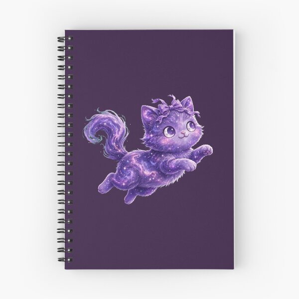 Item preview, Purple Galaxy Cat - Jumping Magic Kitten - Cosmic Purple Cat with Bow designed and sold by PrettyCrypt.
