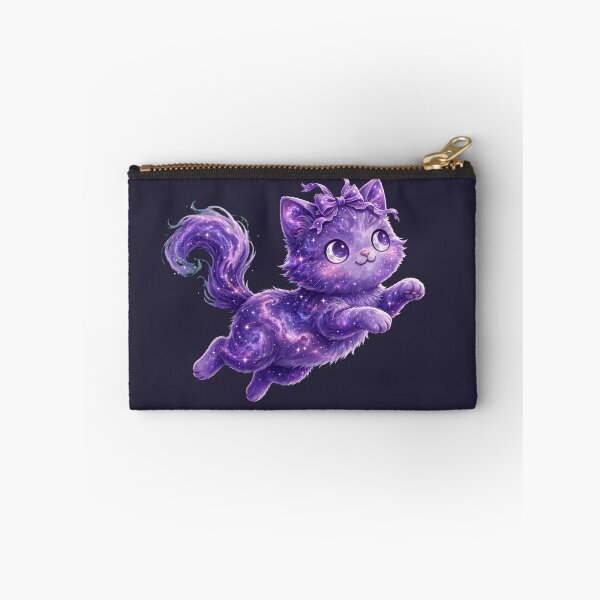 Item preview, Purple Galaxy Cat - Jumping Magic Kitten - Cosmic Purple Cat with Bow designed and sold by PrettyCrypt.