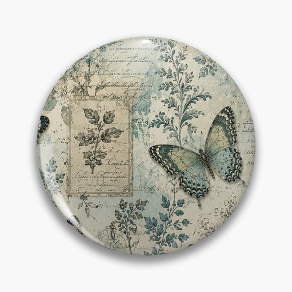 Item preview, Vintage Script Floral Ephemera - Teal Peonies, Butterflies & Antique Key Journaling Vibes designed and sold by Whimsical Wayfarer.