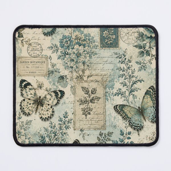 Item preview, Vintage Script Floral Ephemera - Teal Peonies, Butterflies & Antique Key Journaling Vibes designed and sold by Whimsical Wayfarer.