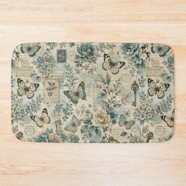 Item preview, Vintage Script Floral Ephemera - Teal Peonies, Butterflies & Antique Key Journaling Vibes designed and sold by Whimsical Wayfarer.