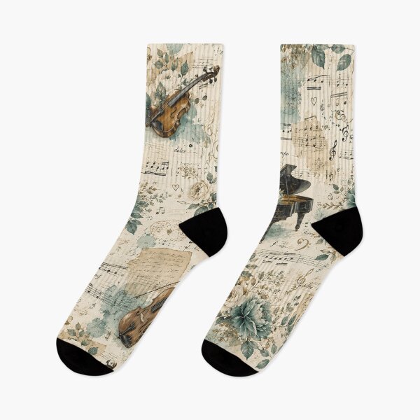 Item preview, Vintage Script Floral Ephemera - Romanticism Melodic Symphony & Classical Music Elegance designed and sold by Whimsical Wayfarer.