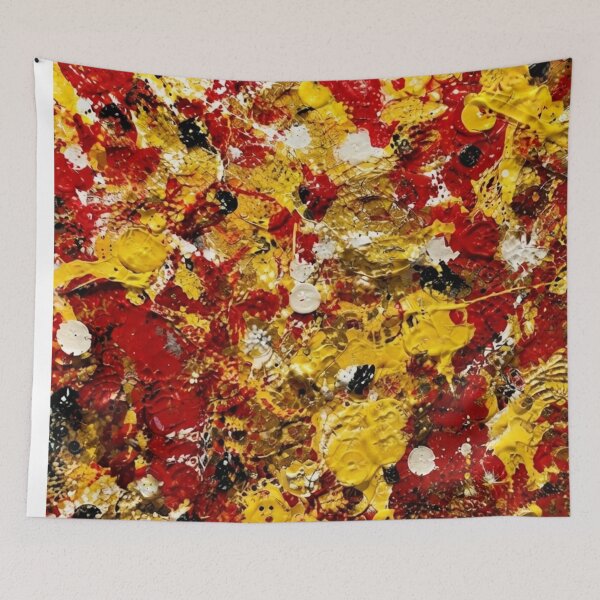Item preview, Crimson and Gold Impasto Mixed Media Art designed and sold by THE SPLATTERED HAUS BY SAGE BANKS.