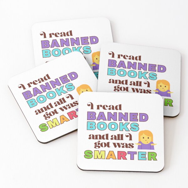 Item preview, I read banned books and all I got was SMARTER | cute and retro design with emoji for bookish designed and sold by LibrarianLauren.
