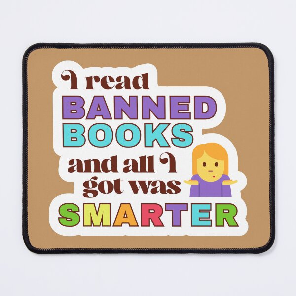 Item preview, I read banned books and all I got was SMARTER | cute and retro design with emoji for bookish designed and sold by LibrarianLauren.