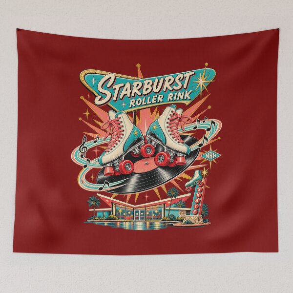 Item preview, Starburst Roller Rink Retro Poster designed and sold by Normandy Road Heritage™ - Vintage Garage Art.