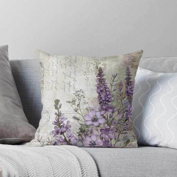 Item preview, Vintage Script Floral Ephemera - Purple Wildflowers on Old Letters and Ledger Paper designed and sold by Whimsical Wayfarer.