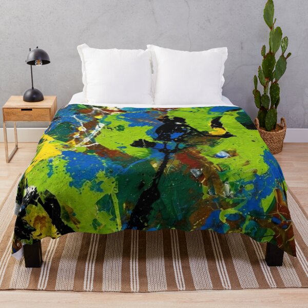 Item preview, Vibrant Green and Blue Impasto Abstract Art designed and sold by THE SPLATTERED HAUS BY SAGE BANKS.