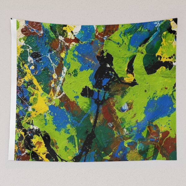 Item preview, Vibrant Green and Blue Impasto Abstract Art designed and sold by THE SPLATTERED HAUS BY SAGE BANKS.