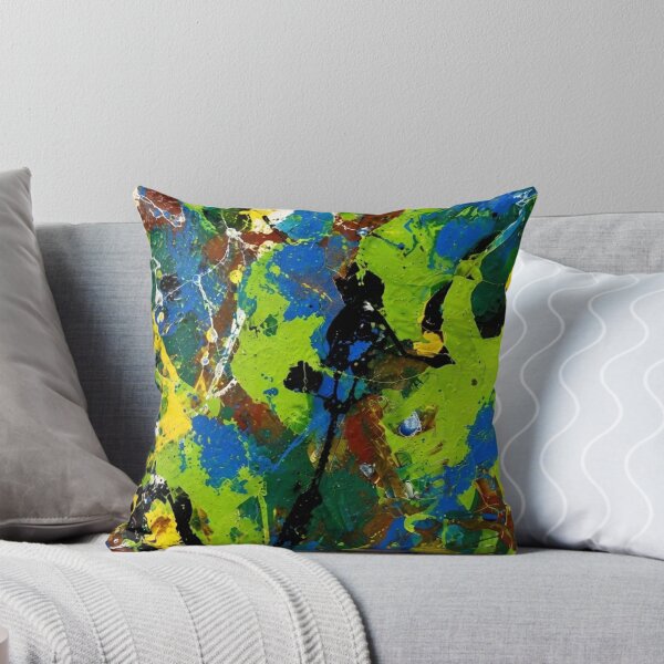 Item preview, Vibrant Green and Blue Impasto Abstract Art designed and sold by THE SPLATTERED HAUS BY SAGE BANKS.