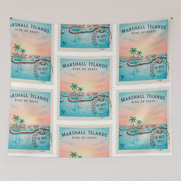 Item preview, Marshall Islands Pacific Ring Reef Lagoon Stamp Sticker designed and sold by stickercuffs.