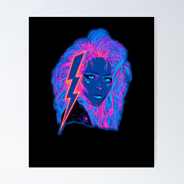 Item preview, A Woman With Lightning And Neon Hair designed and sold by DRABaBdesign.