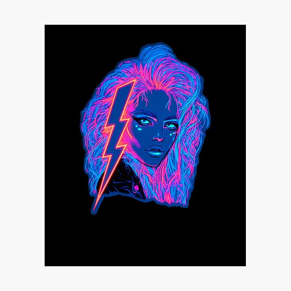Item preview, A Woman With Lightning And Neon Hair designed and sold by DRABaBdesign.