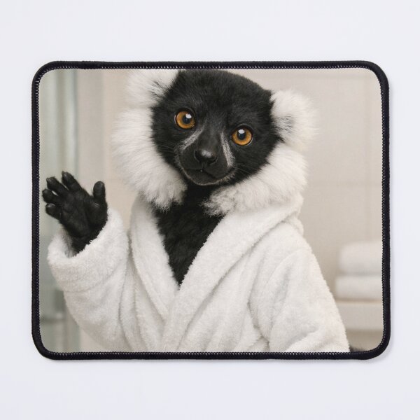 Item preview, Snug Bathrobe Black and White Ruffed Lemur designed and sold by Sillytoe.