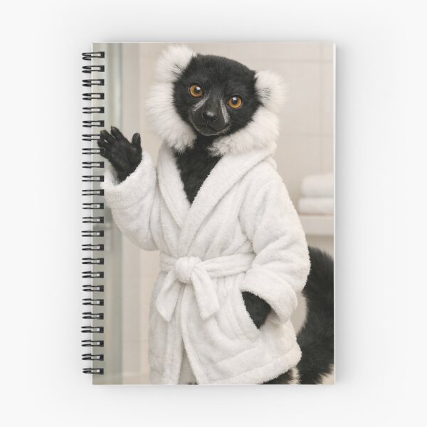 Item preview, Snug Bathrobe Black and White Ruffed Lemur designed and sold by Sillytoe.