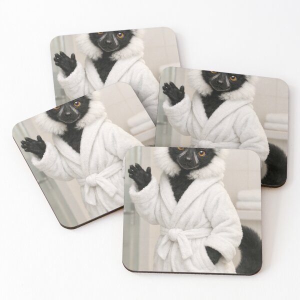 Item preview, Snug Bathrobe Black and White Ruffed Lemur designed and sold by Sillytoe.
