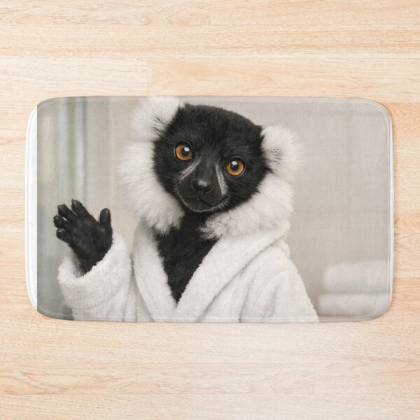 Item preview, Snug Bathrobe Black and White Ruffed Lemur designed and sold by Sillytoe.