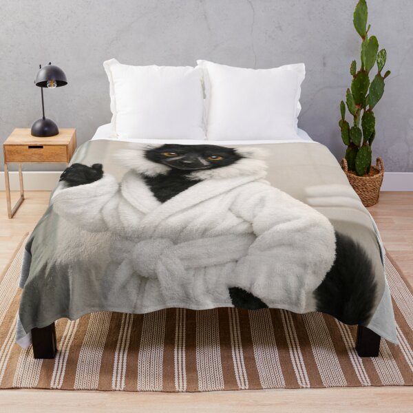 Item preview, Snug Bathrobe Black and White Ruffed Lemur designed and sold by Sillytoe.