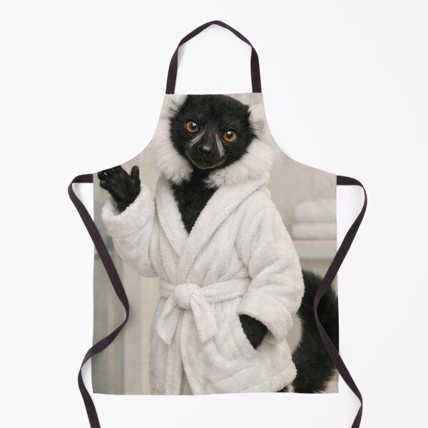 Item preview, Snug Bathrobe Black and White Ruffed Lemur designed and sold by Sillytoe.