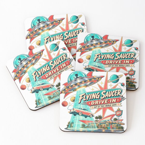 Item preview, Flying Saucer Drive-In Retro Poster designed and sold by Normandy Road Heritage™ - Vintage Garage Art.
