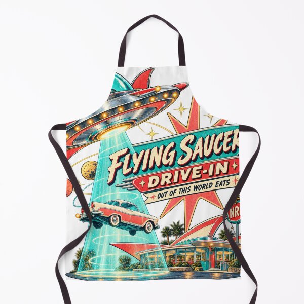 Item preview, Flying Saucer Drive-In Retro Poster designed and sold by Normandy Road Heritage™ - Vintage Garage Art.