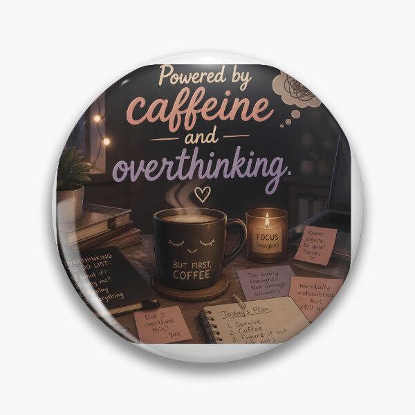 Item preview, Cozy Coffee and Overthinking Aesthetic Illustration designed and sold by Twins2Designs.