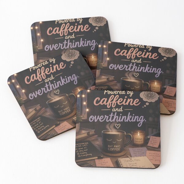 Item preview, Cozy Coffee and Overthinking Aesthetic Illustration designed and sold by Twins2Designs.
