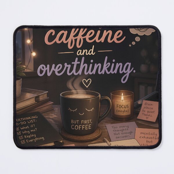 Item preview, Cozy Coffee and Overthinking Aesthetic Illustration designed and sold by Twins2Designs.