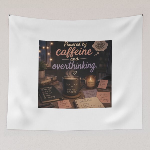 Item preview, Cozy Coffee and Overthinking Aesthetic Illustration designed and sold by Twins2Designs.