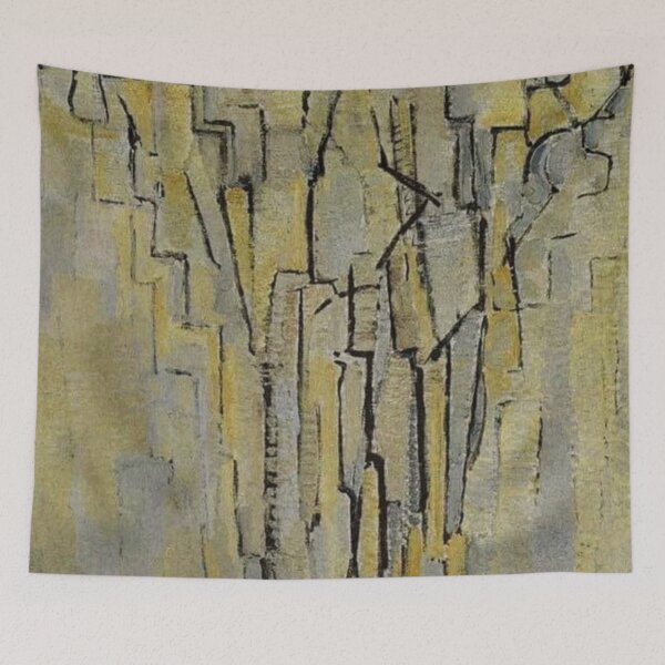 Item preview, Abstract cubist painting with textured vertical geometric forms designed and sold by Rue Design Company.