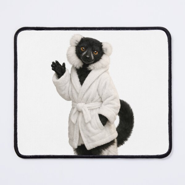 Item preview, Plush Bathrobe Black and White Ruffed Lemur designed and sold by Sillytoe.