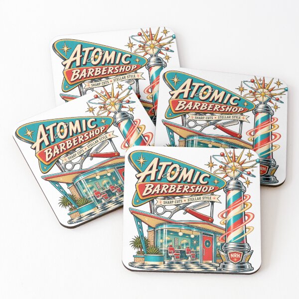 Item preview, Atomic Barbershop Retro Barbershop Poster designed and sold by Normandy Road Heritage™ - Vintage Garage Art.