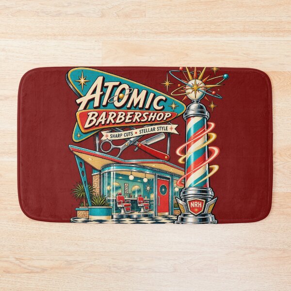 Item preview, Atomic Barbershop Retro Barbershop Poster designed and sold by Normandy Road Heritage™ - Vintage Garage Art.