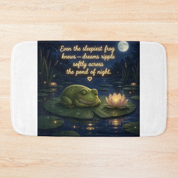 Item preview, Cute Sleepy Frog Floating on Lily Pad Night Art designed and sold by Twins2Designs.