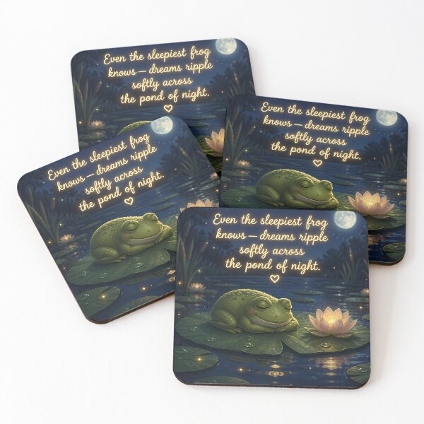 Item preview, Cute Sleepy Frog Floating on Lily Pad Night Art designed and sold by Twins2Designs.