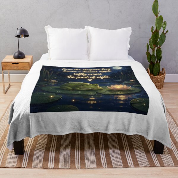 Item preview, Cute Sleepy Frog Floating on Lily Pad Night Art designed and sold by Twins2Designs.