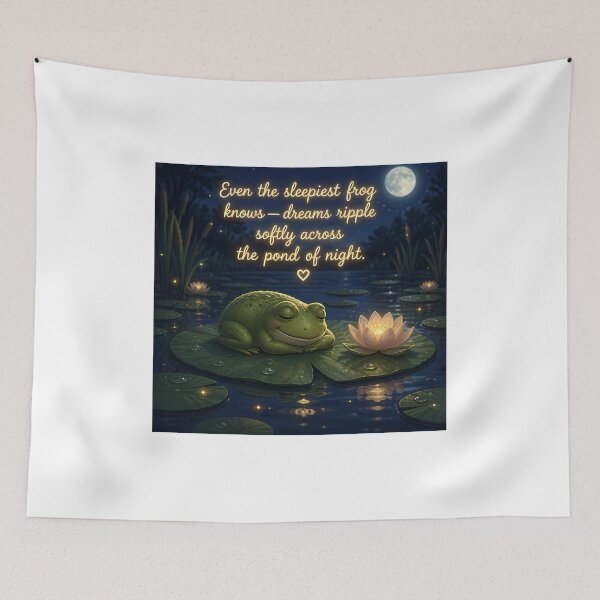 Item preview, Cute Sleepy Frog Floating on Lily Pad Night Art designed and sold by Twins2Designs.